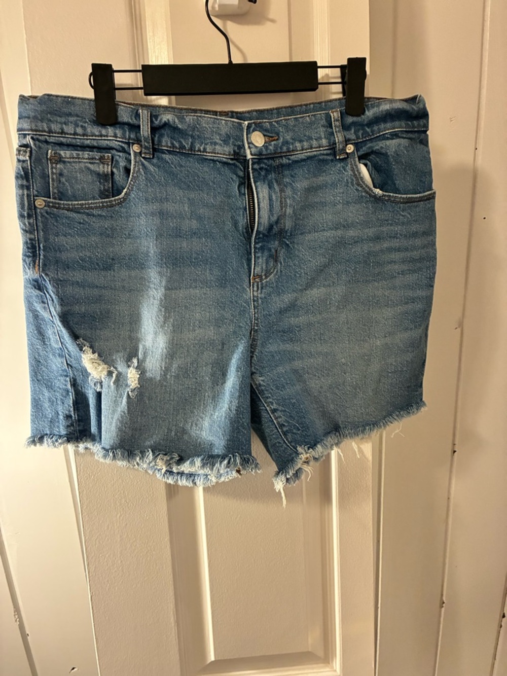 LOFT Light Blue Distressed Denim Cutoff Shorts